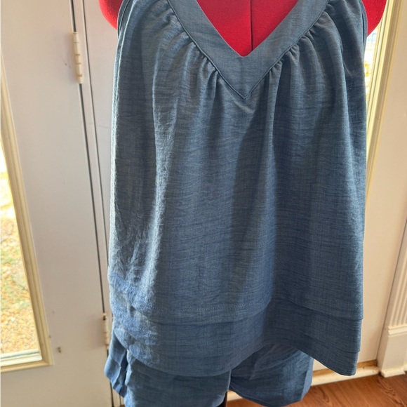 SHEIN Blue V-Neck Tank Top and shorts - Picture 2 of 7